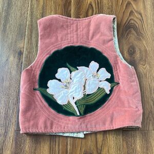 Vintage Floral Embroidered Pink Vest